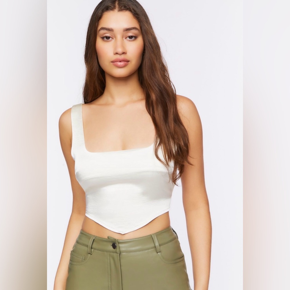 Forever 21 Square-Neck Satin Crop Top